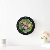 Personalisiert Hunde Foto Monogram Moderner Hausbe Runde Wanduhr (Zuhause)