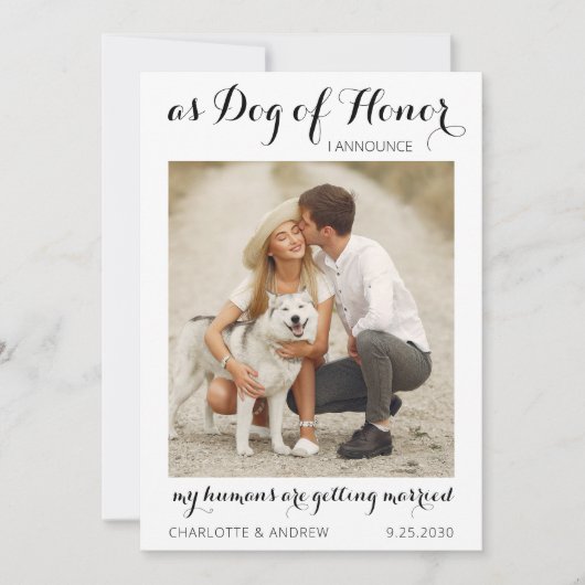 Personalisiert Hunde Hunde Foto Moderne Script Hoc Save The Date (Vorderseite)