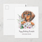 Personalisiert Hunde Mama Dackel Florals Geburtsta Postkarte (Vorne/Hinten)