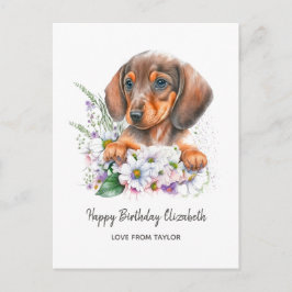 Personalisiert Hunde Mama Dackel Florals Geburtsta Postkarte