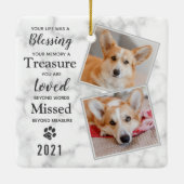 Personalisiert Hundepass-Memorial 2 Foto Keramikornament (Rückseite)