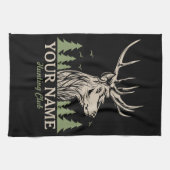 Personalisiert Hunter Deer Elk Antler Jagdclub Geschirrtuch (Horizontal)