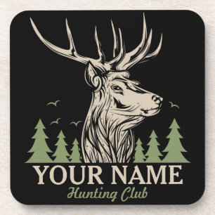 Personalisiert Hunter Deer Elk Antler Jagdclub Getränkeuntersetzer