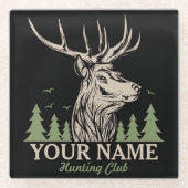 Personalisiert Hunter Deer Elk Antler Jagdclub Glasuntersetzer (Vorderseite)