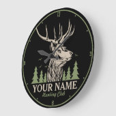 Personalisiert Hunter Deer Elk Antler Jagdclub Große Wanduhr (Winkel)