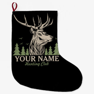Personalisiert Hunter Deer Elk Antler Jagdclub Großer Weihnachtsstrumpf