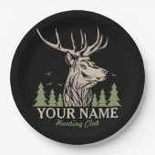 Personalisiert Hunter Deer Elk Antler Jagdclub Pappteller (Vorderseite)