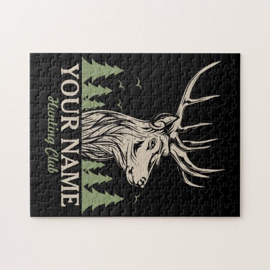 Personalisiert Hunter Deer Elk Antler Jagdclub Puzzle (Horizontal)