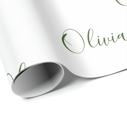 Personalisiert Hunter Green Eleganname Geschenkpapier (Rolleneckpunkt)