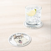 Personalisiert Husky Dog Wedding Runder Pappuntersetzer (Vor Ort)