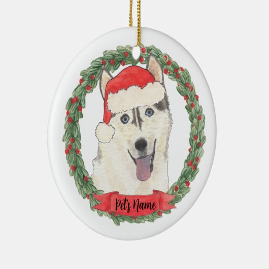 Personalisiert Husky Keramik Ornament (Rechts)