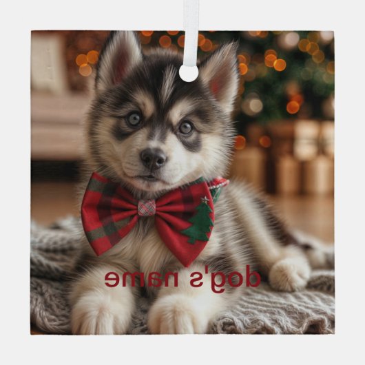 Personalisiert Husky Ornament Aus Glas (Rückseite)