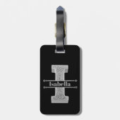 Personalisiert I Initial Silver Monogram Your Name Gepäckanhänger (Rückseite vertikal)