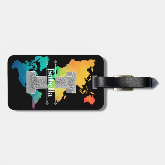 Personalisiert I Initial Silver Monogram Your Name Gepäckanhänger (Rückseite horizontal)