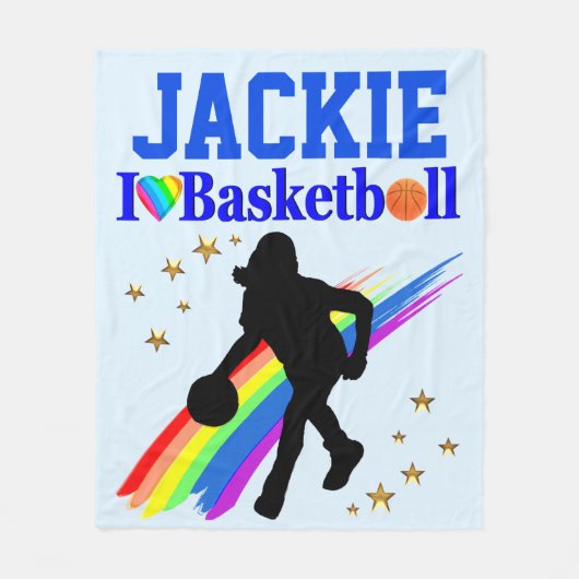 PERSONALISIERT I LIEBE BASKETBALL FLEECE BLANKET (Vorderseite)