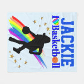 PERSONALISIERT I LIEBE BASKETBALL FLEECE BLANKET (Vorderseite (Horizontal))
