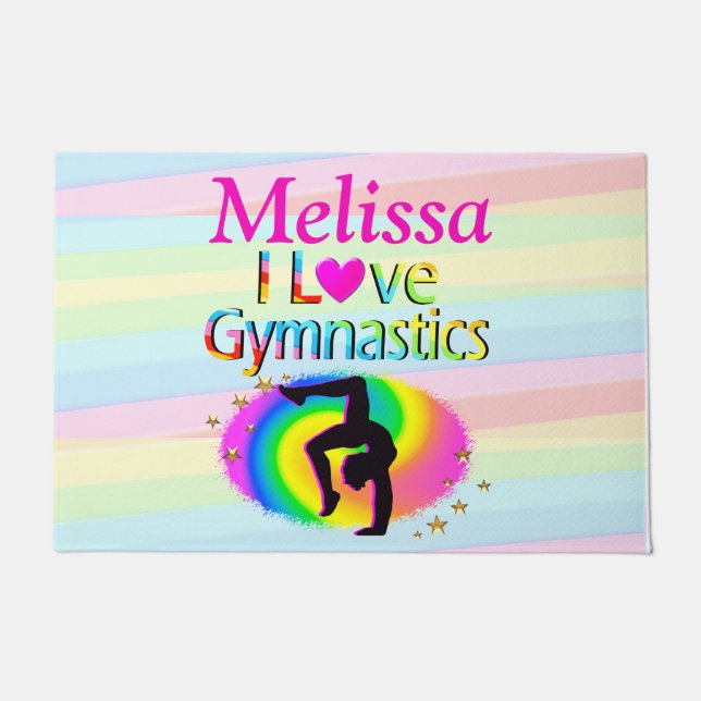 PERSONALISIERT I LIEBE GYMNASTICS MAT FUßMATTE (Vorderseite)
