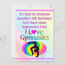 PERSONALISIERT I LIEBE GYMNASTICS RAINBOW-EINLADUN