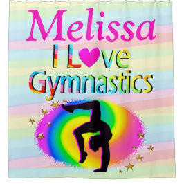 PERSONALISIERT I LIEBE GYMNASTICS SHOWER CURTAIN DUSCHVORHANG