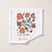 Personalisiert I Liebe Herbst Herbstleaves Pumpkin Badhandtuch Set (Waschlappen)