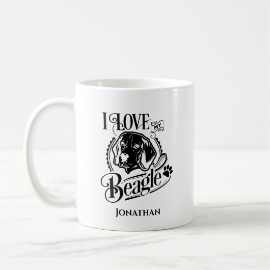 Personalisiert I Liebe Mein Beagle Kaffeetasse (Links)