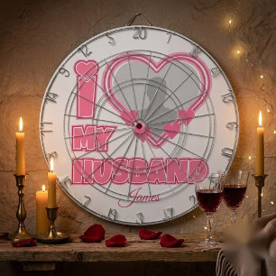 Personalisiert I Liebe Mein Ehemann - Foto und Nam Dartscheibe