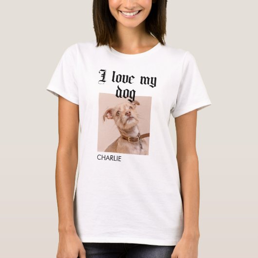 Personalisiert I Liebe Mein Hund Foto T-Shirt (Vorderseite)