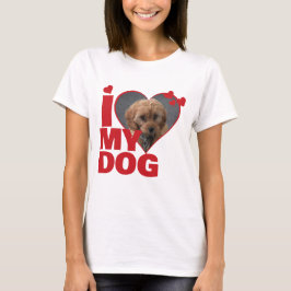 Personalisiert I Liebe Mein Hund Herz Foto T-Shirt