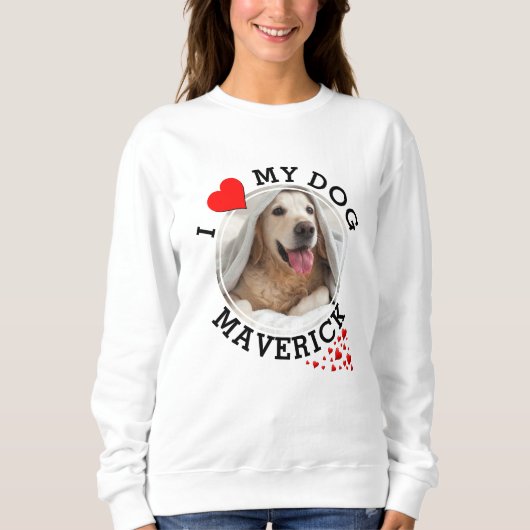 Personalisiert I LIEBE MEIN HUND Sweatshirt (Vorderseite)