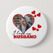 Personalisiert I Liebe Mein Husband Herz Foto Button (Vorderseite)