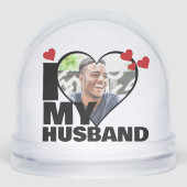 Personalisiert I Liebe Mein Husband Herz Foto Schneekugeln (Vorderseite)
