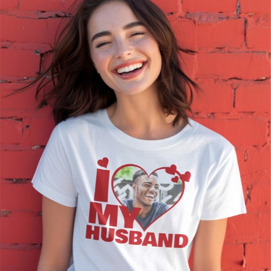 Personalisiert I Liebe Mein Husband Herz Foto T-Shirt