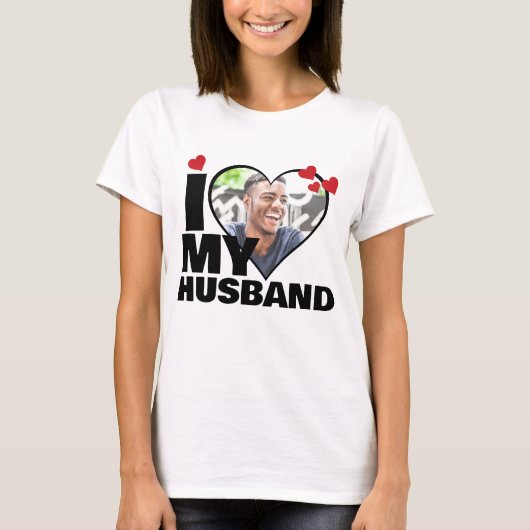 Personalisiert I Liebe Mein Husband Herz Foto T-Shirt (Vorderseite)