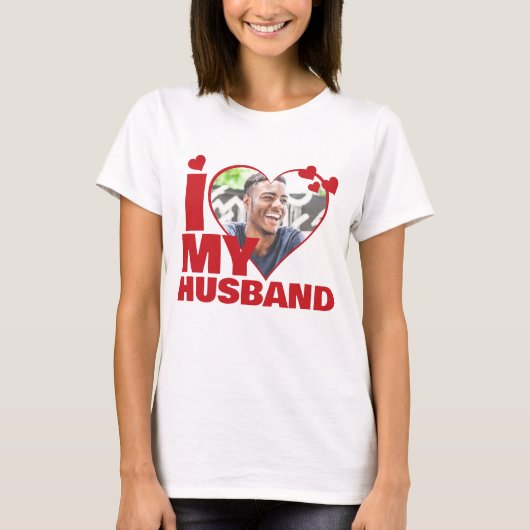 Personalisiert I Liebe Mein Husband Herz Foto T-Shirt (Vorderseite)