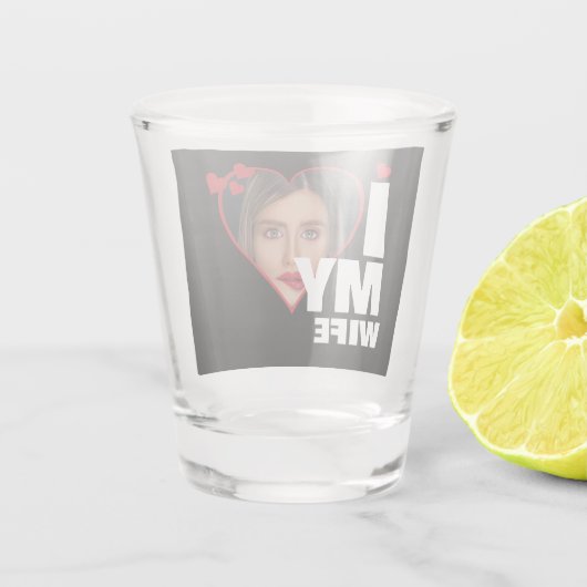 Personalisiert I Liebe Meine Ehefrau Herz Foto Schnapsglas (Rückseite)