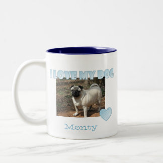 Personalisiert: I Liebe meine HundeTasse Zweifarbige Tasse