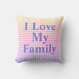 Personalisiert "I Liebe My Family" Rainbow Gingham Kissen