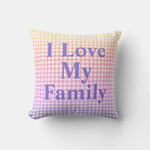 Personalisiert "I Liebe My Family" Rainbow Gingham Kissen