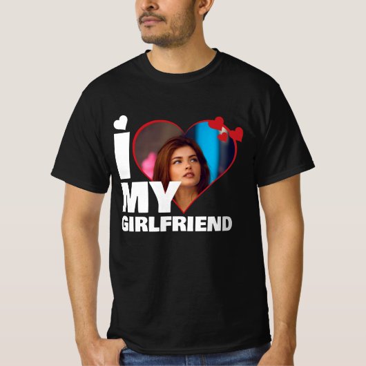 Personalisiert I Liebe My - Foto Herz T-Shirt (Vorderseite)