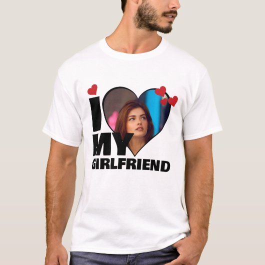 Personalisiert I Liebe My - Foto Herz T-Shirt (Vorderseite)