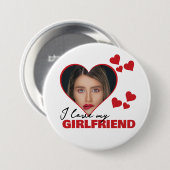 Personalisiert I Liebe My Girlfriend Herz Foto Button (Vorne & Hinten)