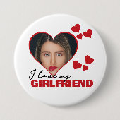 Personalisiert I Liebe My Girlfriend Herz Foto Button (Vorderseite)