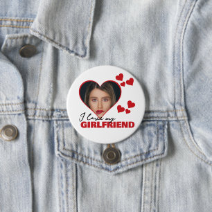 Personalisiert I Liebe My Girlfriend Herz Foto Button