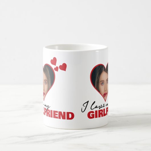 Personalisiert I Liebe My Girlfriend Herz Foto Kaffeetasse (Mittel)