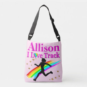 PERSONALISIERT I LIEBE TRACK PINK CROSS BODY TASCH TRAGETASCHEN MIT LANGEN TRÄGERN