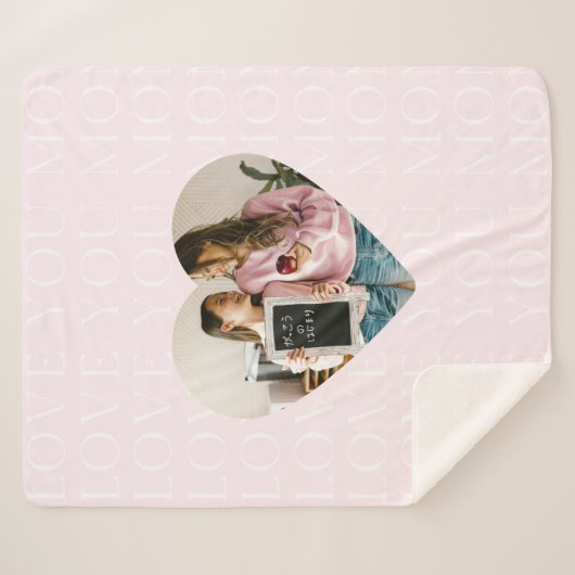 Personalisiert I Liebe You Mama Foto Herz Sherpadecke (Vorderseite (Horizontal))
