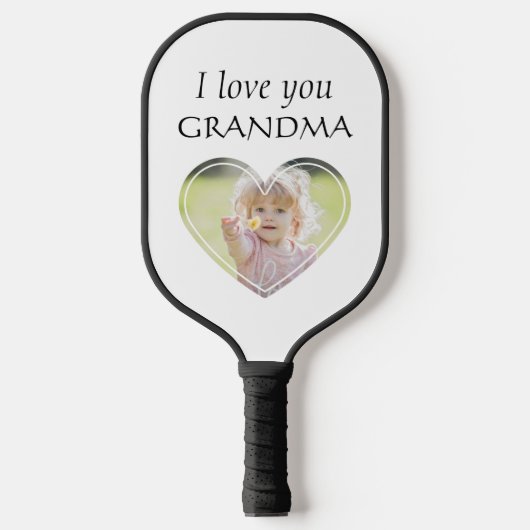 Personalisiert I Liebe you Oma Kids Foto Name Pickleball Schläger (Vorderseite)
