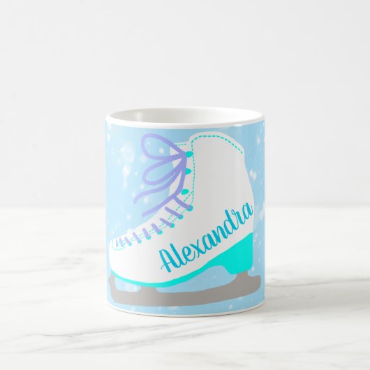 Personalisiert Ice Skate Blue Abbildung Skaten Gir Kaffeetasse (Mittel)