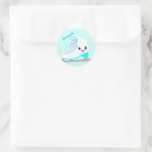 Personalisiert Ice Skaten Blue Kawaii Abbildung Sk Runder Aufkleber (Tasche)
