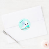 Personalisiert Ice Skaten Blue Kawaii Abbildung Sk Runder Aufkleber (Umschlag)